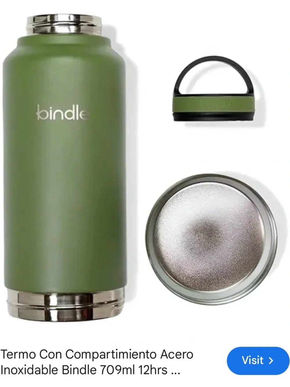 Bindle Olive Green Stainless Steel Travel Thermos Bottle
